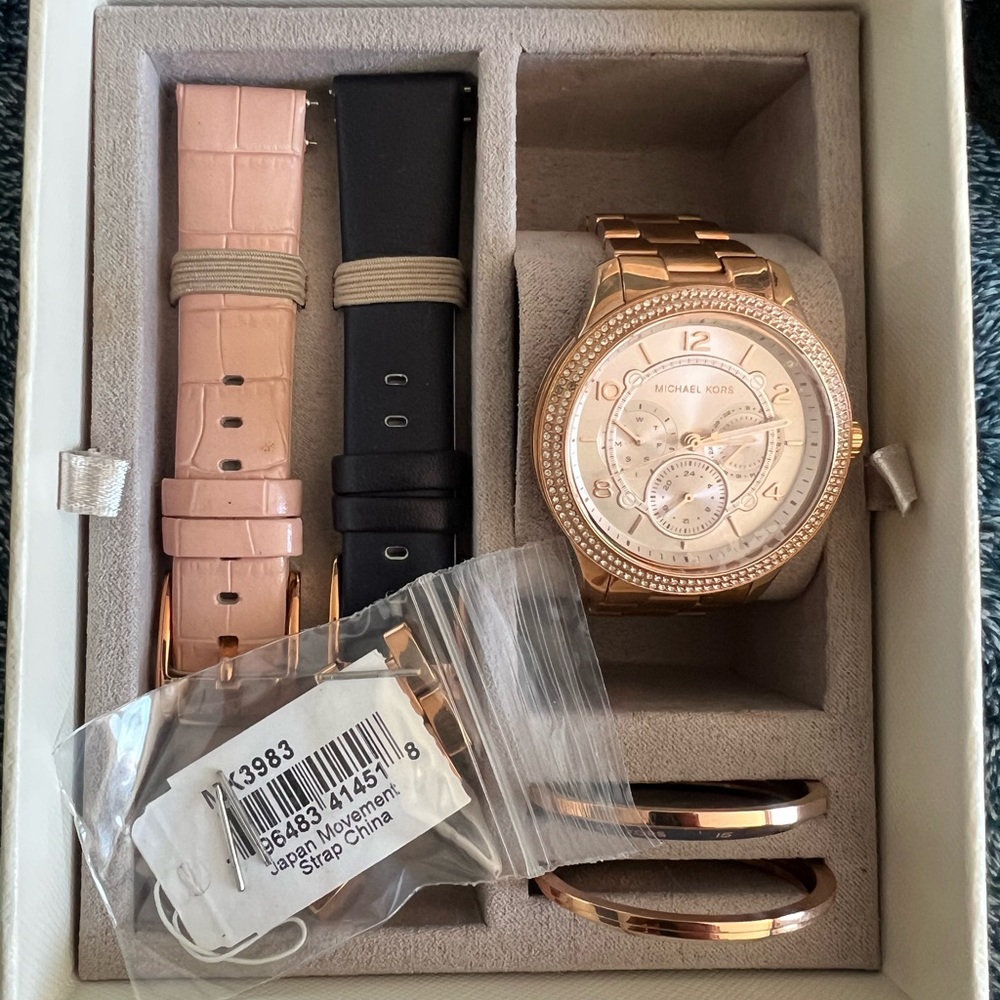 Michael Kors Rose Gold Watch Set with Interchangeable Straps
